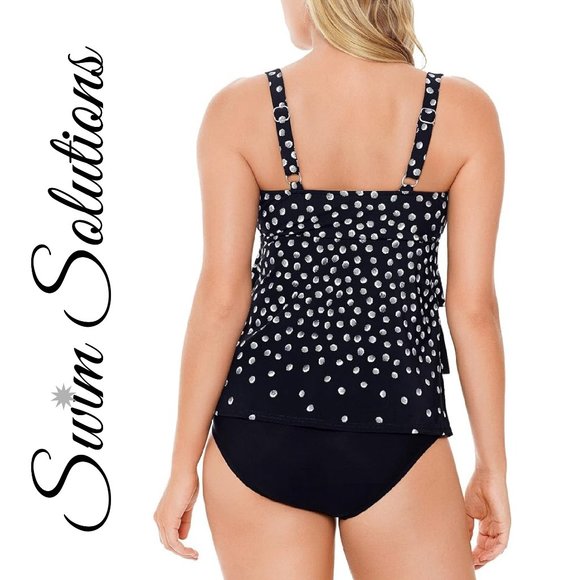 Swim Solutions Triple Tier Tankini Top - Picture 2 of 7